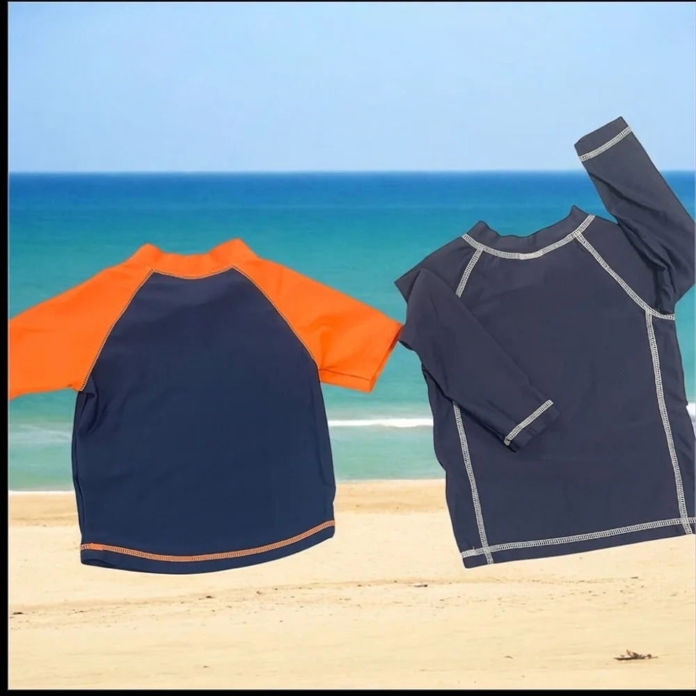Carter's Orange and Navy Boys Swim Rashguard Set